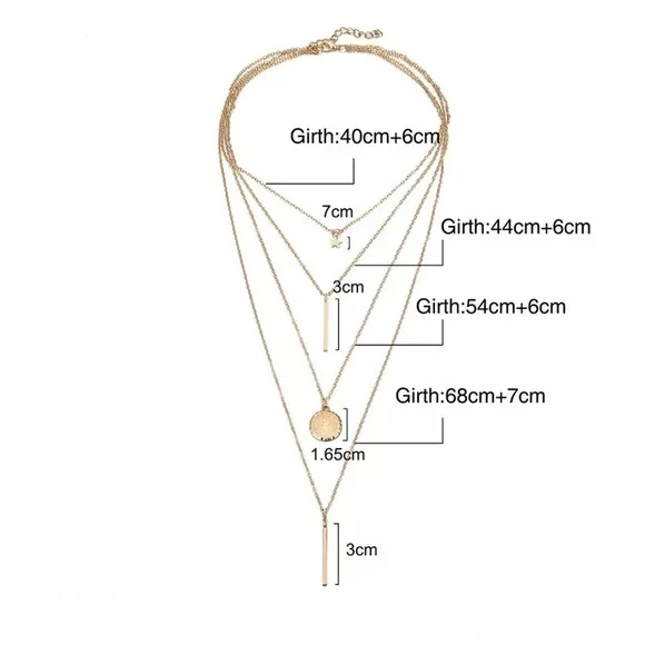 Multi Layer Coin Bar Necklace - Picture 2 of 4